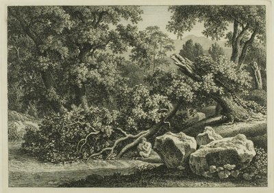 笛を吹くパンのいる風景 作： Johann Christian Reinhart