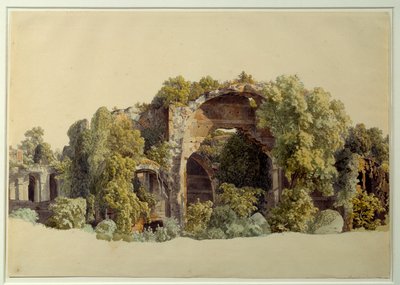 チボリのヴィラ・アンキアーナの遺跡。ヨハン・クリスチャン・ラインハルト（1761-1847）による図面 作： Johann Christian Reinhart