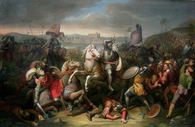 エーリヒ・フォン・カレンベルク公爵は、1504年のレーゲンスブルクの戦いで皇帝マクシミリアンを救出しました 作： Johann Christian Riepenhausen