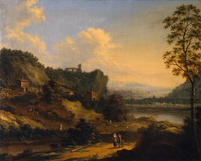 川の風景（キャンバスに油彩） 作： Johann Christian Vollerdt or Vollaert