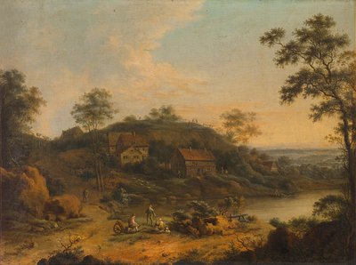 農家のある丘陵地帯 作： Johann Christian Vollerdt or Vollaert