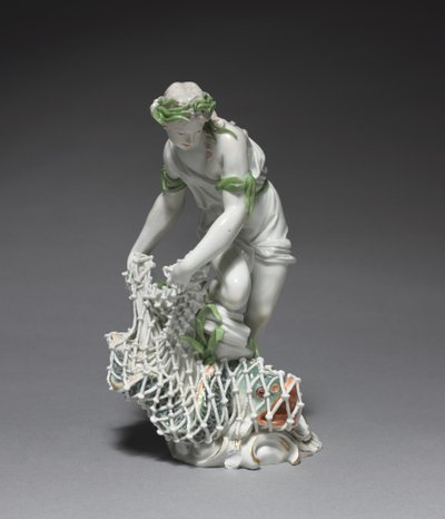漁師、製造元ルートヴィヒスブルク磁器工場、ドイツ、1765年頃（磁器にエナメルと金色の装飾を施したもの 作： Johann Christian Wilhelm Beyer