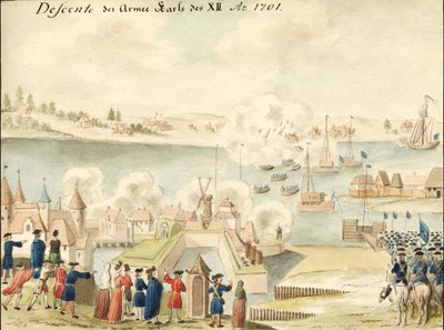デュナを渡るシャルル12世 1701年、1770～1780年代 作： Johann Christoph Brotze