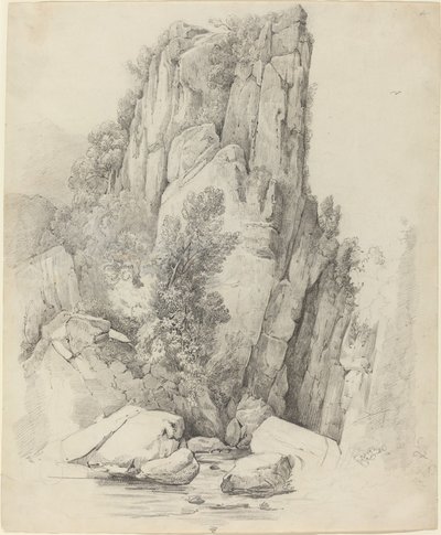 小川の上の岩の崖 作： Johann Christoph Erhard