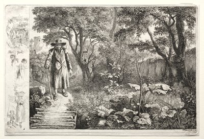 丸太橋の前の老人、Der Alte vor den Knuppelsteg、1819年。 作： Johann Christoph Erhard