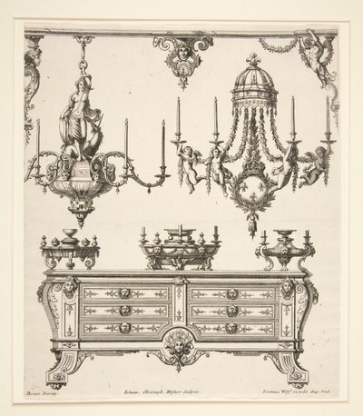 Commodes et Lustres のシート 作： Johann Christoph Hafner