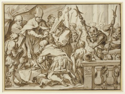 ミラノのサン・アンブロージョ教会におけるオットー大帝の戴冠式 作： Johann Christoph Storer