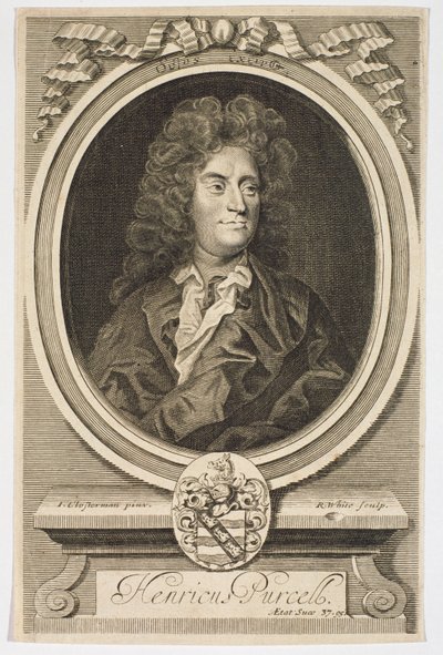 ロバートホワイト（1645-1703）によって彫刻されたヘンリーパーセル（1659-1695）の肖像画 作： Johann Closterman