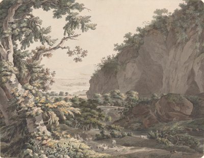 岩が多い崖のある樹木が茂った谷 作： Johann Conrad Steiner