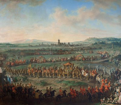 1764年3月29日、皇帝フランツ1世シュテファンとその息子ヨーゼフ（2世）のフランクフルト入城。 作： Johann Dallinger von Dalling