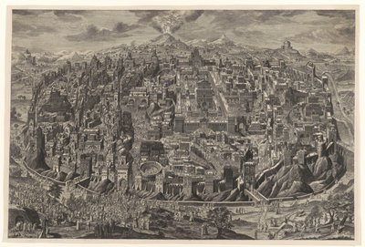 キリストの受難を表現したエルサレムの鳥瞰図概観図 作： Johann Daniel Herz (I)