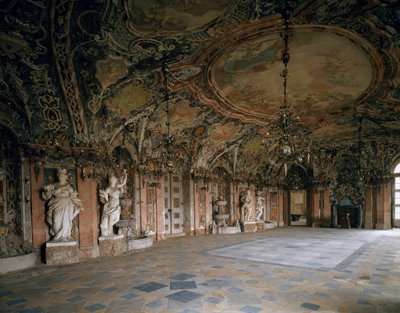 ヴァイセンシュタイン城の大広間の眺め、建築家ヨハン・ディエンツェンホーファー（1663-1726）1714年 ドイツ、ポンマーズフェルデン 作： Johann Dientzenhofer