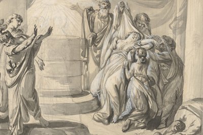 アンティークの生け贄シーン、裏面：人々の集団のスケッチ、1779年 . 作： Johann Eleazar Schenau