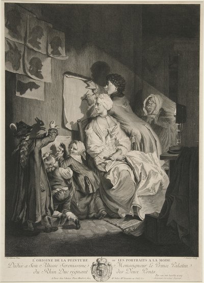 絵画の起源、またはファッショナブルな肖像画。パブ。 1767 作： Johann Eleazar Schenau