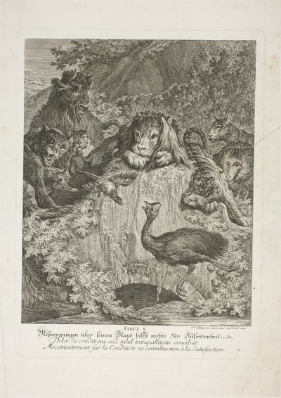 Fable V、Theire Realm of theirem の Instructive Fables からのプレート 5 作： Johann Elias Ridinger