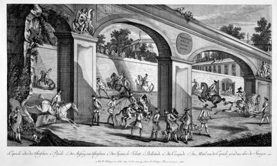 騎兵隊のための馬の訓練、「ルヌーボーマネジュ」、1776年 作： Johann Elias Ridinger or Riedinger