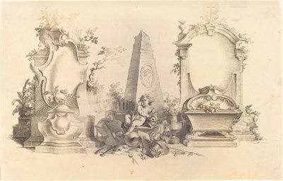 死の紋章を持つカルトゥーシュ・モデルヌ 作： Johann Esaias Nilson