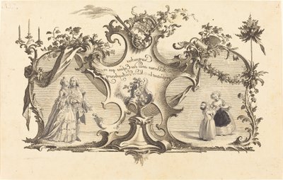 アウグスブルクのモードを表す子供を持つ現代のカートリッジ 作： Johann Esaias Nilson