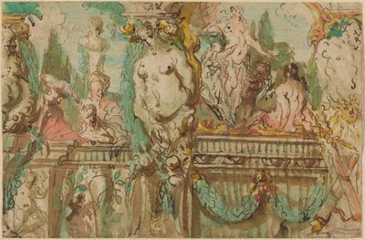 寓意的な人物による天井のデザイン 作： Johann Evangelist Holzer