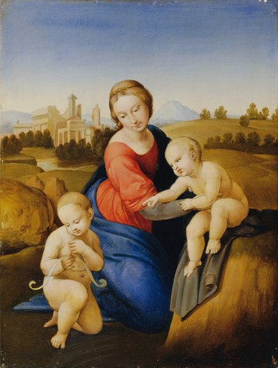マドンナ・ウィズ・チャイルドとヨハネスクナーベン 作： Johann Evangelist Scheffer von Leonhardshoff