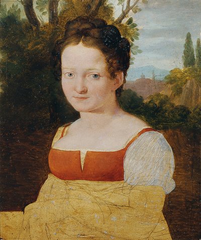 少女の肖像画 作： Johann Evangelist Scheffer von Leonhardshoff