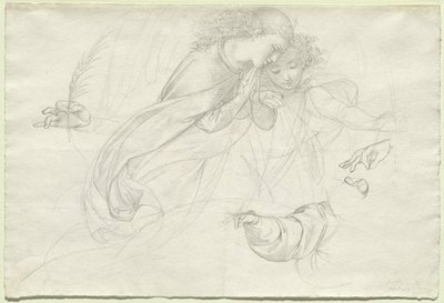 二人の嘆きの天使 (裏面) 作： Johann Evangelist Scheffer von Leonhardshoff