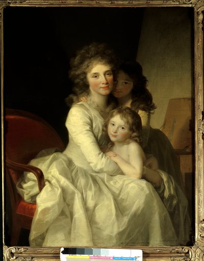 ソフィー・ミュラーと二人の娘たち ヨハン・フリードリッヒ・アウグスト・ティッシュバイン（1750-1812）の絵画 1792年頃 パリ装飾美術博物館 作： Johann Friedrich August Tischbein