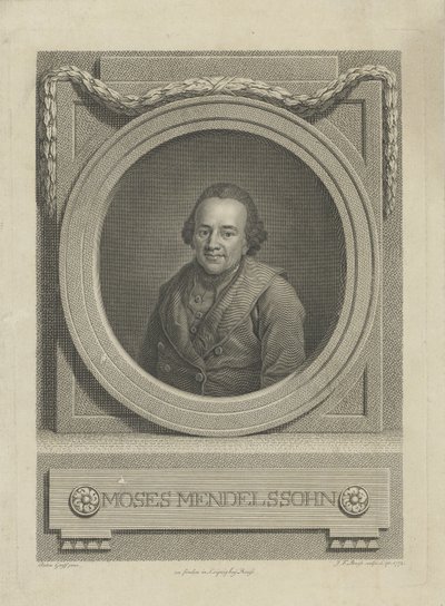 モーゼスメンデルスゾーンの肖像1729-1786年、1772年。 作： Johann Friedrich Bause
