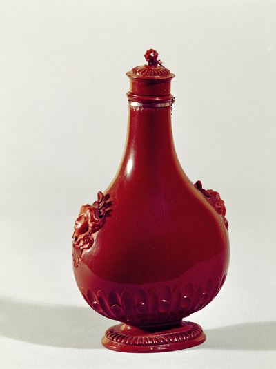 ピルグリムボトル、マイセン、c.1710赤い石器 作： Johann Friedrich Bottger