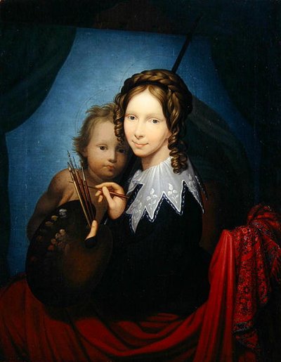 オーギュスト王妃、システィーナのマドンナを模写（油彩・キャンバス） 作： Johann Friedrich Bury