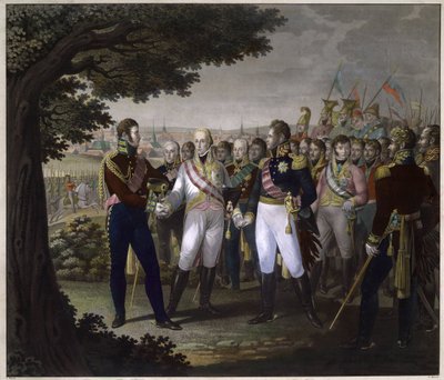 ロシア皇帝アレクサンドル 1 世 (1777-1825)、オーストリア皇帝フランソワ 1 世 (1768-1835)、プロイセン国王フレデリック ギヨーム (フレデリック-ギヨーム) 3 世 (1813 年 3 月 18 日、プラハ)ロシアとフレ 作： Johann Friedrich Jügel
