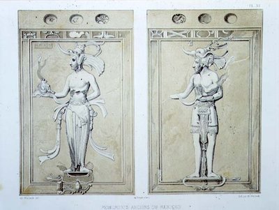 メキシコの古代遺跡」より39枚、画家が彫ったもの 作： Johann Friedrich Maximilian von Waldeck