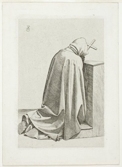 十字架と本を持つひざまずく巡礼者 作： Johann Friedrich Overbeck