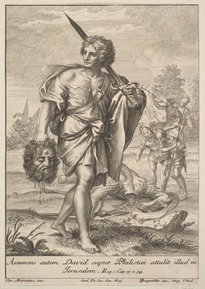ゴリアテの頭を持つダビデ、1705-62。 作： Johann Georg Bergmuller