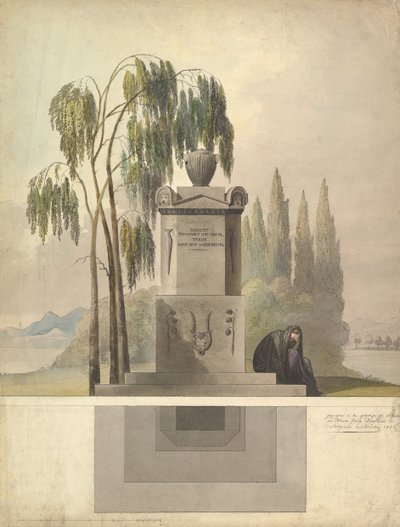 ニュルンベルクのロスガイザーの墓の設計 立面図と平面図 1826年 作： Johann Georg Dürschner