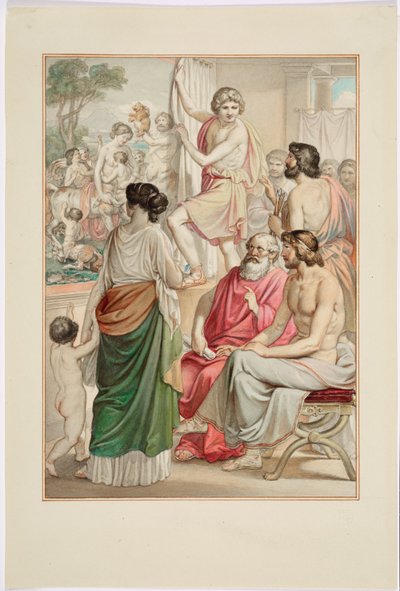 画家ゼウクシスは、ケンタウロスの絵を提示します 作： Johann Georg Hiltensperger