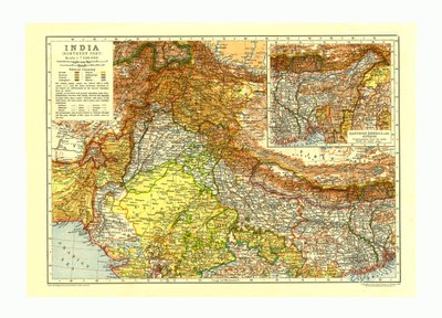 インド北部の地図、1910 年頃 作： Johann Georg Justus Perthes