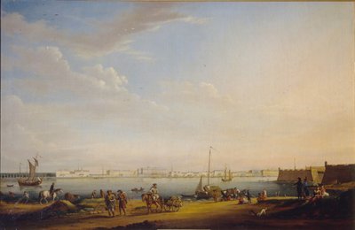 ピーターズバーグ地区からの宮殿広場と夏の庭園の眺めc。 1800 作： Johann Georg Mayr