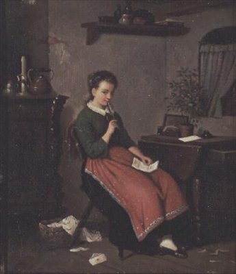 ラブレターを書く少女 作： Johann Georg Meyer von Bremen