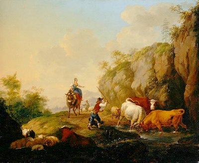 牧場主と田舎者のいる風景 作： Johann Georg Pforr