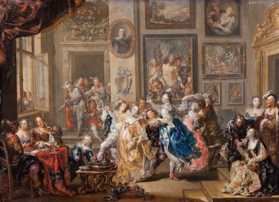 宮殿でのダンスシーン、1730年頃（銅に油彩） 作： Johann Georg Platzer