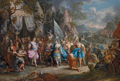 アレクサンダー大王の収容所にいるアマゾンの女王、タレストリス 作： Johann Georg Platzer