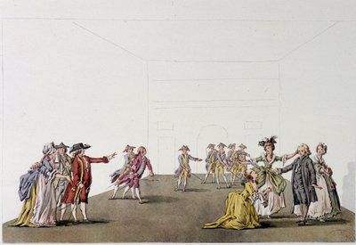 ドニ・ディドロの「家族の父」の最後の場面 - Fac simile - "Histoire generale illustree du theatre "のZiesenis, Coutellierの絵の後のエングレーヴィング。 作： Johann Georg Ziesenis