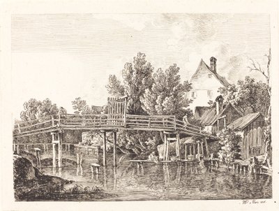 小さなイザール歩道橋、1806 年。 作： Johann Georg von Dillis