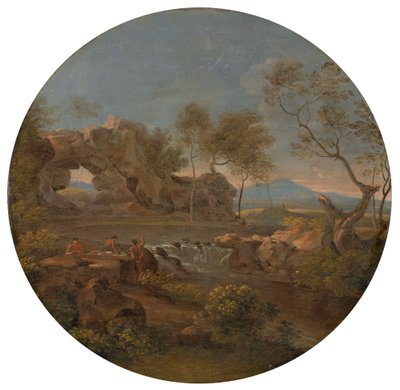 岩のアーチのある南部の風景 作： Johann Georg von Dillis