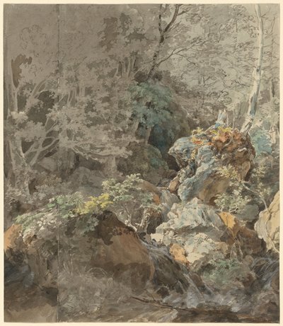 山林の滝、1797年。 作： Johann Georg von Dillis