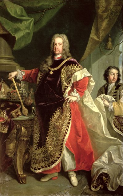 チャールズ6世（1685-1740）、黄金の羊毛騎士団のローブを着た神聖ローマ皇帝 作： Johann Gottfried Auerbach