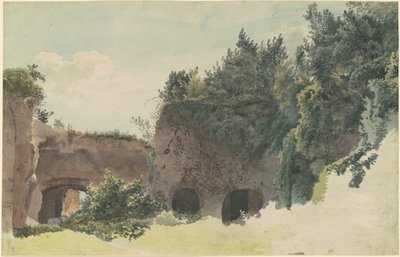 木々や茂みが生い茂る古代ローマの遺跡 作： Johann Gottfried Klinsky