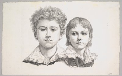 ラーベの子供たちの肖像：ヘルマン、14歳、エドモンド、7歳。また、正義の前の証明...、1822年。 作： Johann Gottfried Schadow