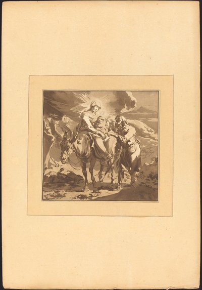 エジプトへの逃避 作： Johann Gottlieb Prestel after Nicolaes Pietersz Berchem